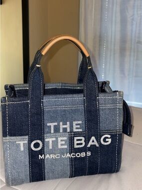 Marc Jacobs Patchwork Denim Tote with Tan Handles